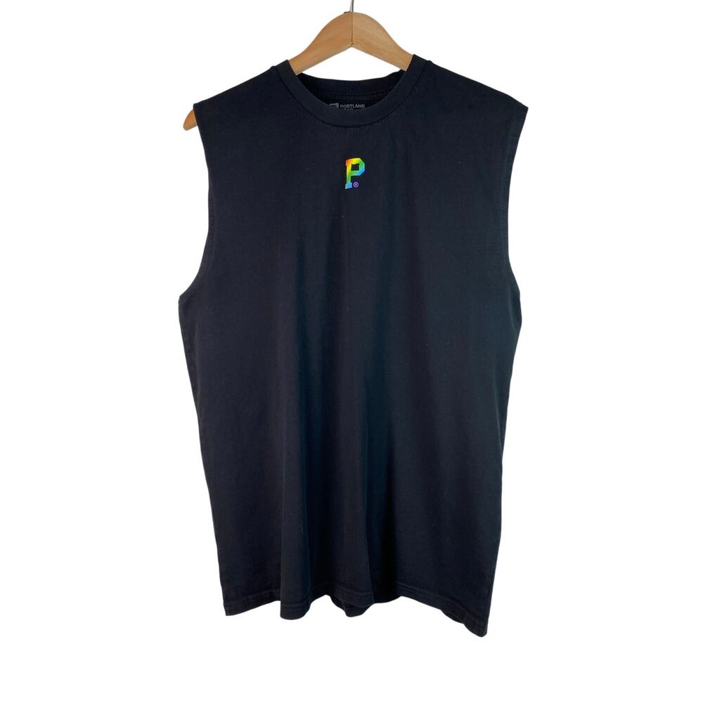 Portland Gear Men's‎ L Black Rainbow P Crew Neck Sleeveless Tank Top *